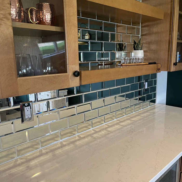 Glister 3" x 12" Polished Silver Glass Subway Wall Tile