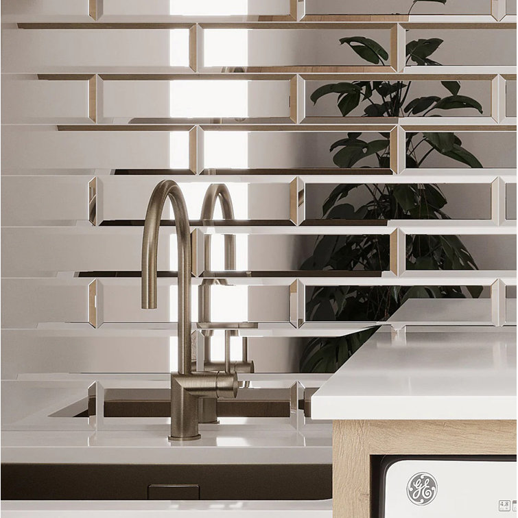 Glister 3" x 12" Polished Silver Glass Subway Wall Tile