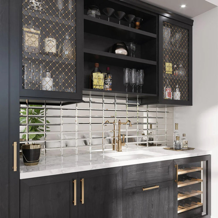 Glister 3" x 6" Polished Silver Glass Subway Wall Tile