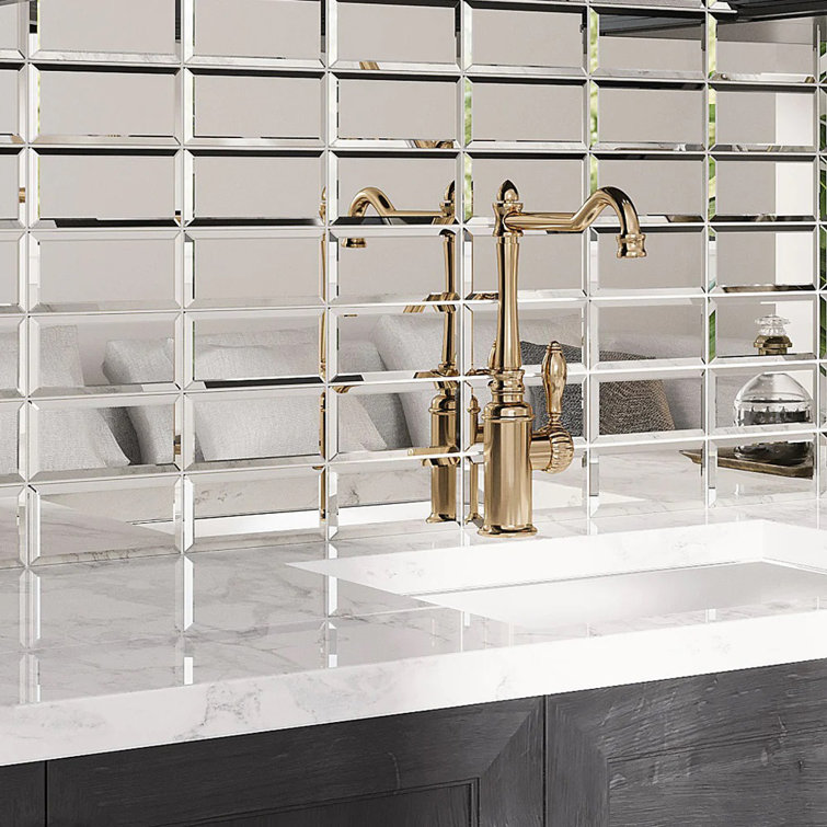 Glister 3" x 6" Polished Silver Glass Subway Wall Tile