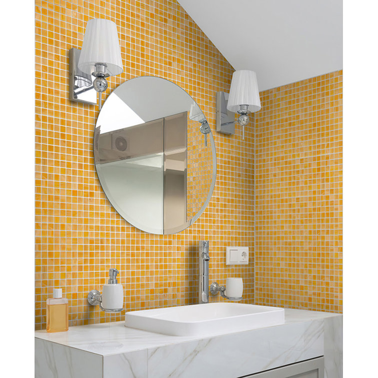 Celestial 12" x 12" Glossy Buff Beige Glass Mosaic Tile