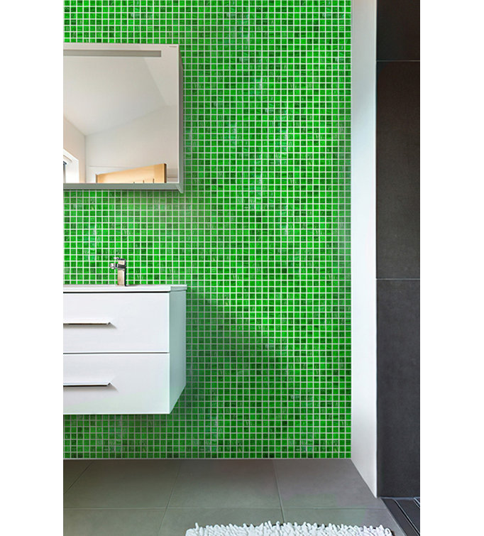 Kelly Green 12" x 12" Glossy Glass Mosaic Tile
