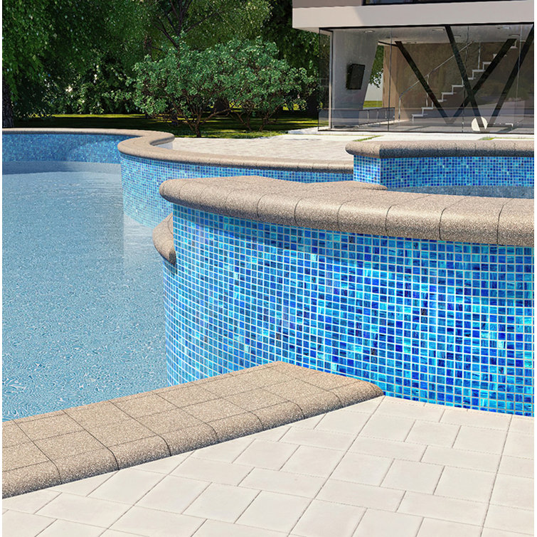 Yale Blue and Gold Iridescent Glass Mosaic Tile 12" x 12"