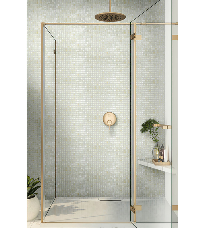 Yale Blue and Gold Iridescent Glass Mosaic Tile 12" x 12"
