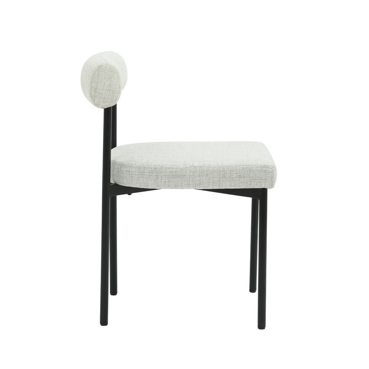 Gray Upholstered Faux Leather Side Chair with Metal Frame