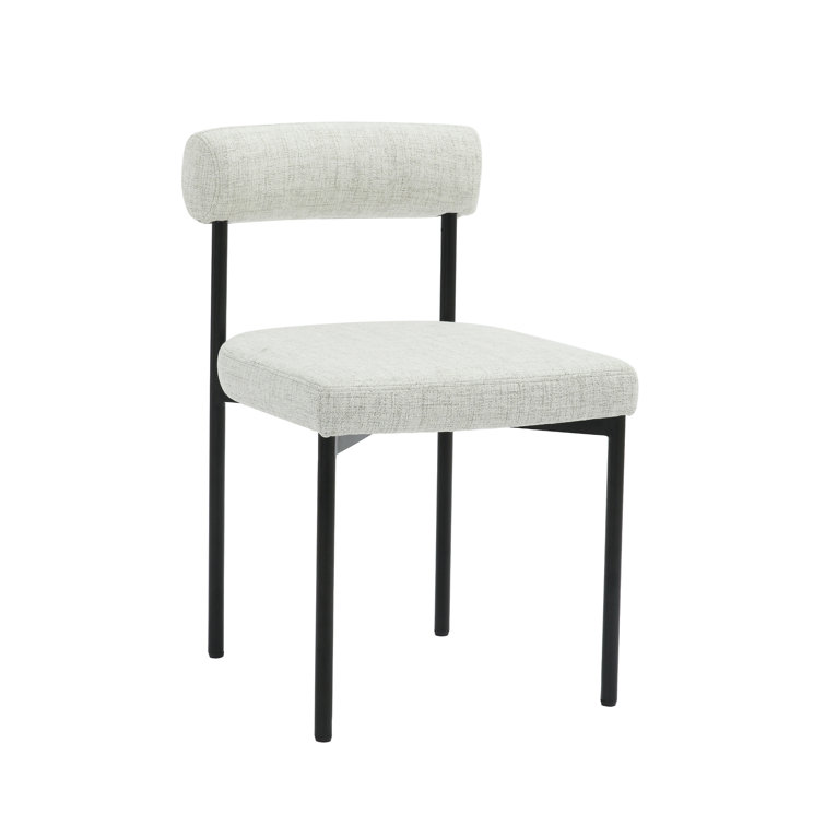 Gray Upholstered Faux Leather Side Chair with Metal Frame