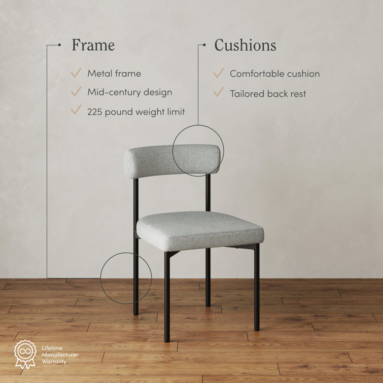 Gray Upholstered Faux Leather Side Chair with Metal Frame