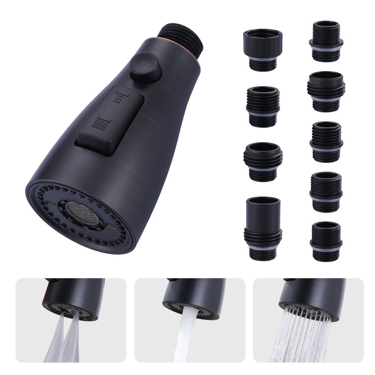 Oil Rubbed Bronze 3-Function Kitchen Faucet Spray Head with 9 Adapters