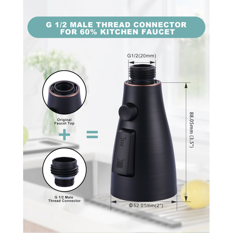 Oil Rubbed Bronze 3-Function Kitchen Faucet Spray Head with 9 Adapters