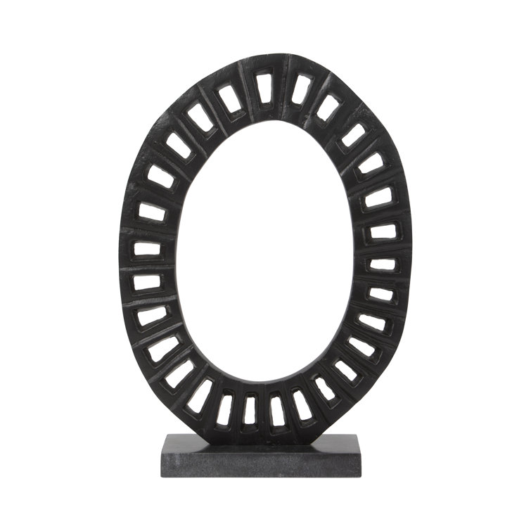 Cleveland 17" Black Aluminum and Marble Ring Sculpture