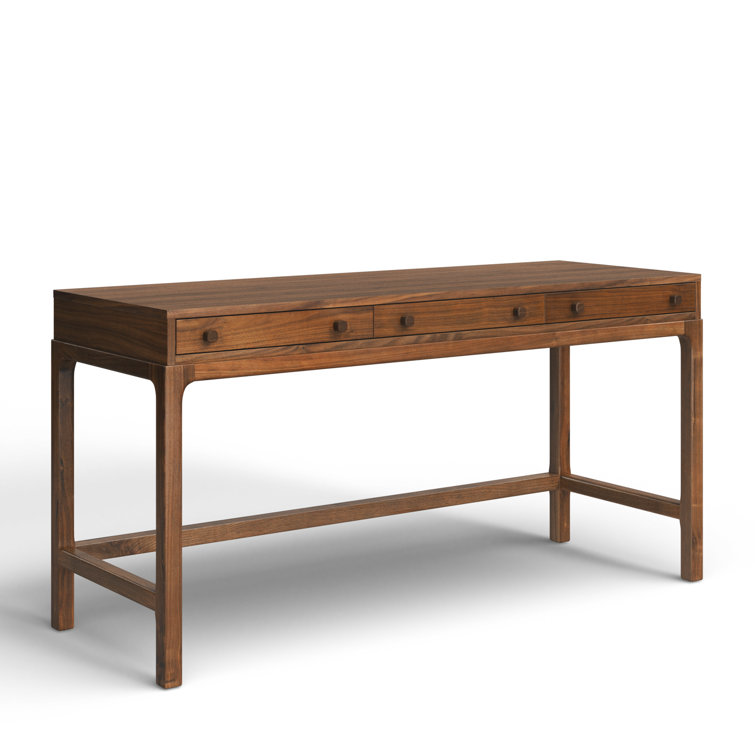 Daniella Modern Campaign Walnut Desk with Drawers - Brown