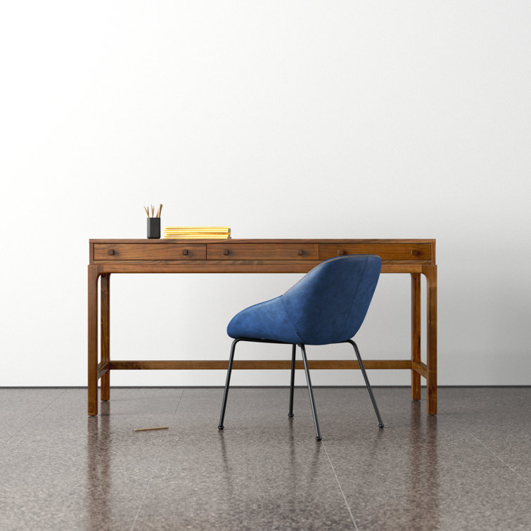 Daniella Modern Campaign Walnut Desk with Drawers - Brown