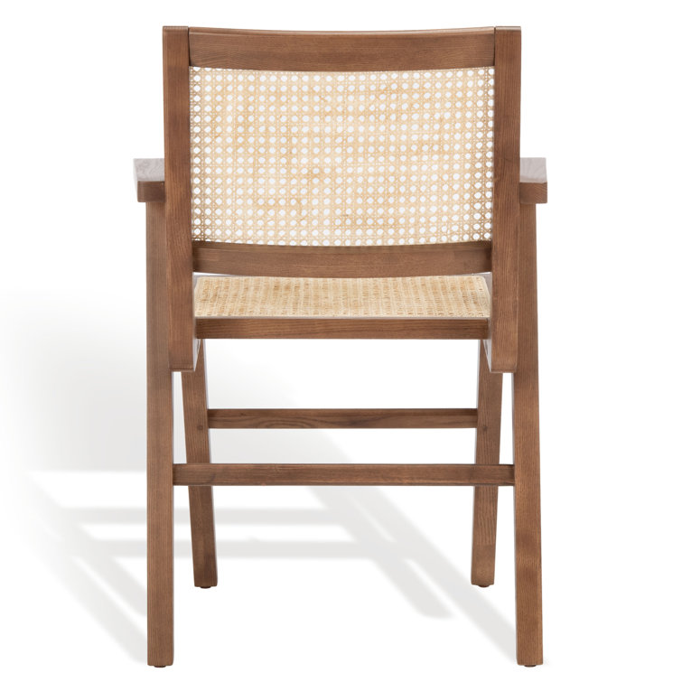 Black Cane and Wood Arm Chair, 33.3" Height