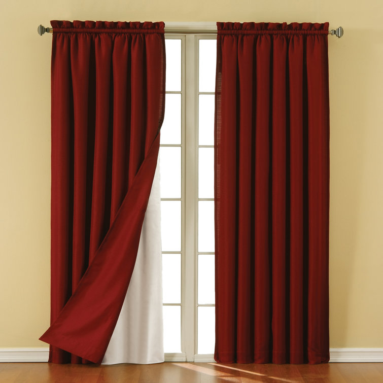White Sill Length Polyester Blackout Drapes
