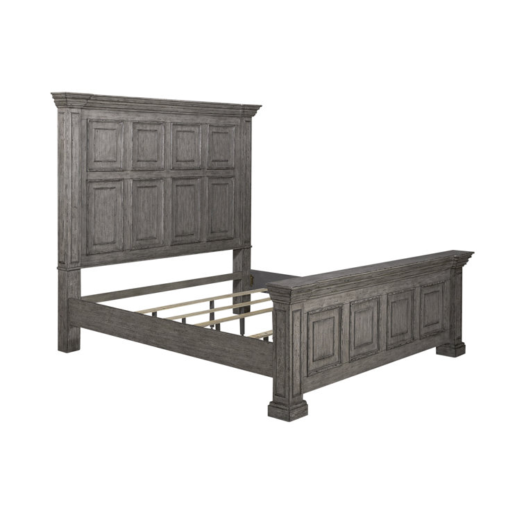Big Valley Traditional King Panel Bed with Drawer in Light Brown