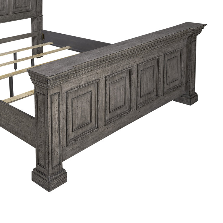 Big Valley Traditional King Panel Bed with Drawer in Light Brown