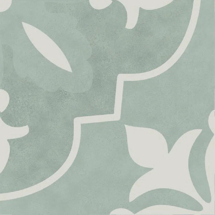 Perth Teal and White 6" x 6" Porcelain Floor and Wall Tile