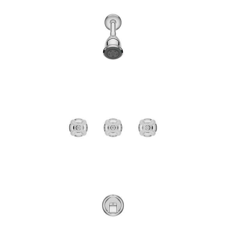 Pfister Chrome 3-Handle Multi-Function Bathtub and Shower Faucet