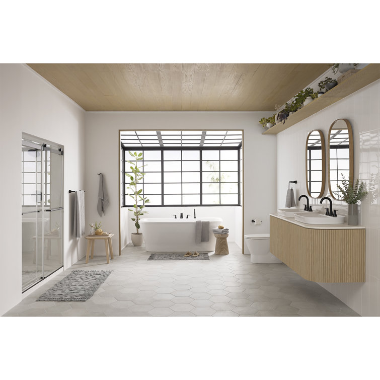 Matte Black Frameless Sliding Shower Door with Tempered Glass