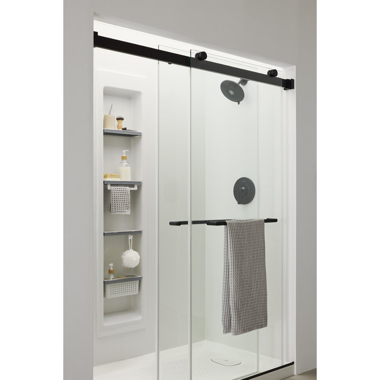 Matte Black Wall Mounted Shower Trim Kit with Lever Handle
