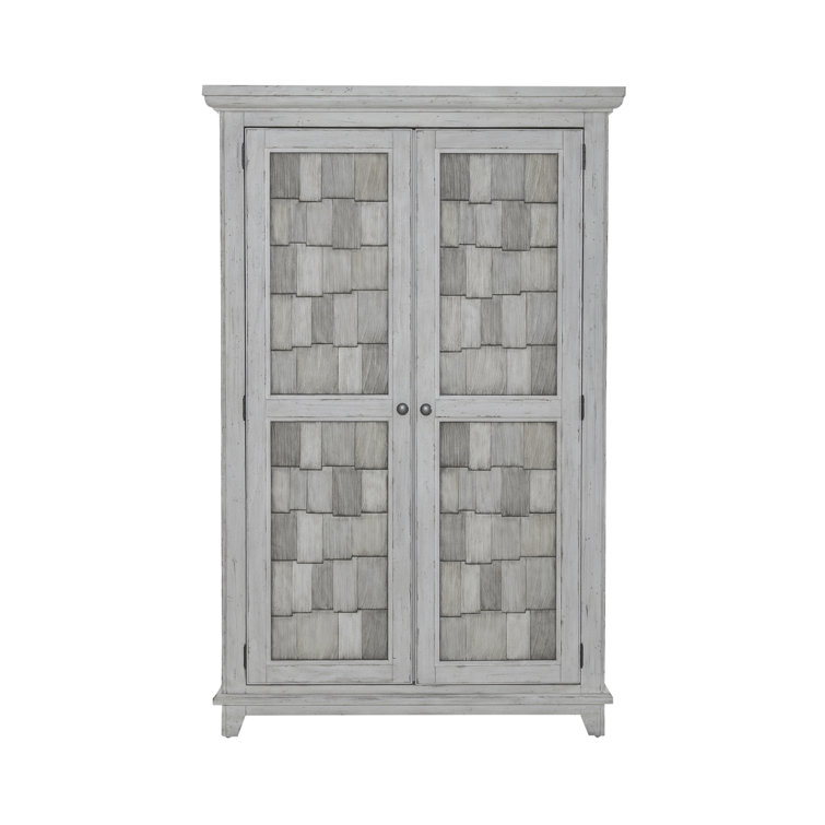 Riverstone White Rustic Pine Armoire with Adjustable Shelves