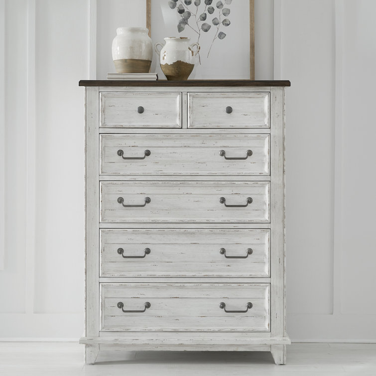 King White Wood Panel Bed with Dresser and Mirror