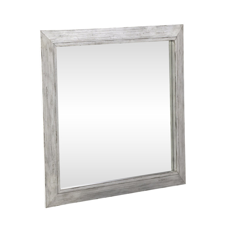 King White Wood Panel Bed with Dresser and Mirror