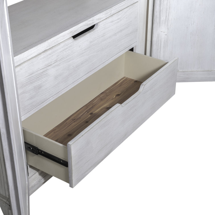 Riverstone White Rustic Pine Armoire with Adjustable Shelves