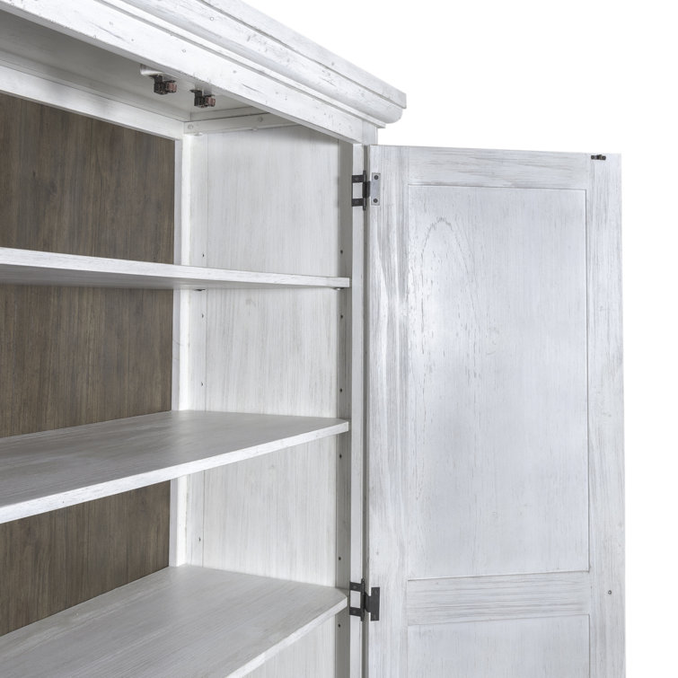 Riverstone White Rustic Pine Armoire with Adjustable Shelves