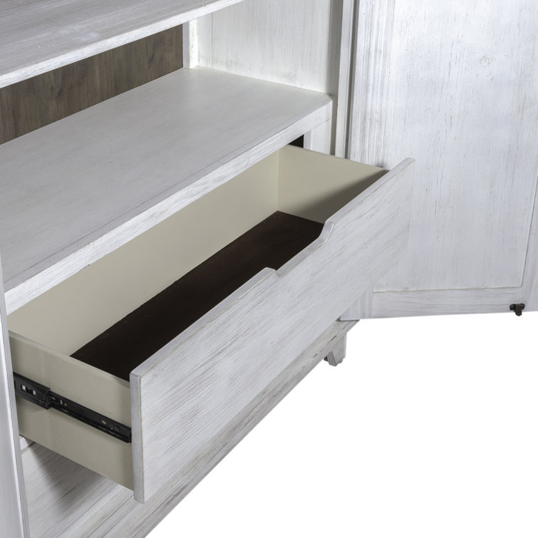 Riverstone White Rustic Pine Armoire with Adjustable Shelves
