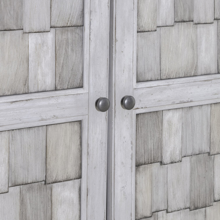 Riverstone White Rustic Pine Armoire with Adjustable Shelves