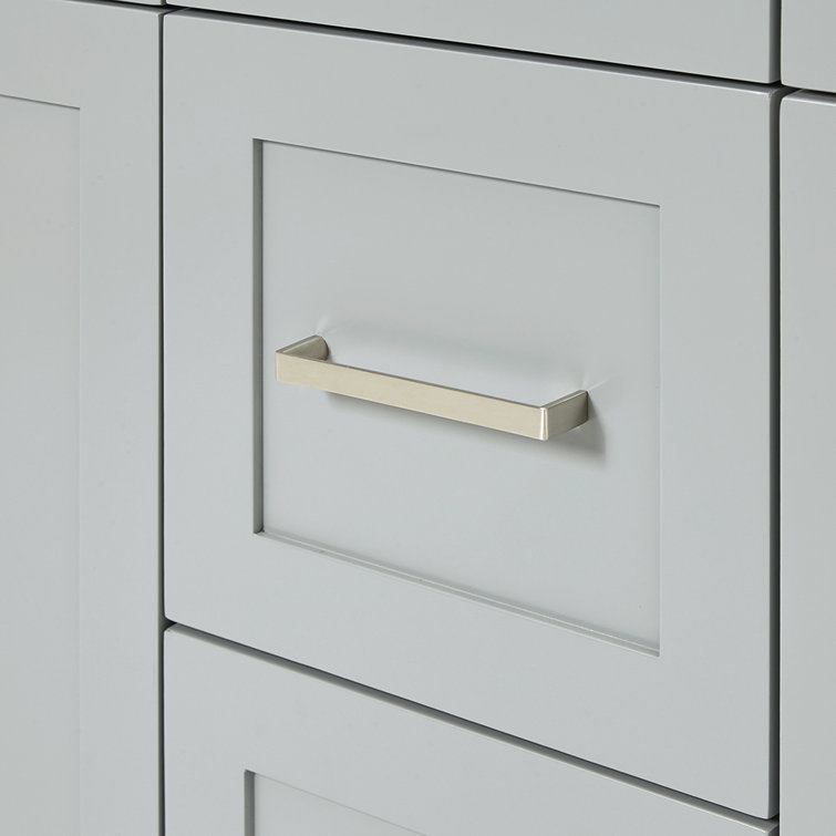 Hamlet 60" Gray Double Freestanding Vanity Cabinet with Nickel Hardware