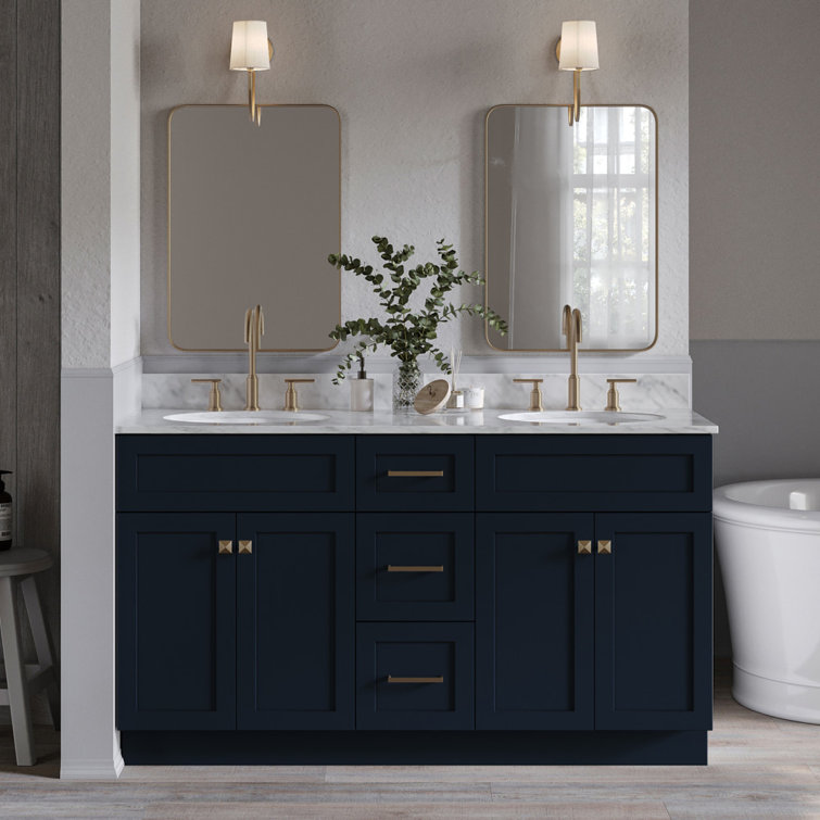 Midnight Blue 60'' Double Freestanding Bathroom Vanity