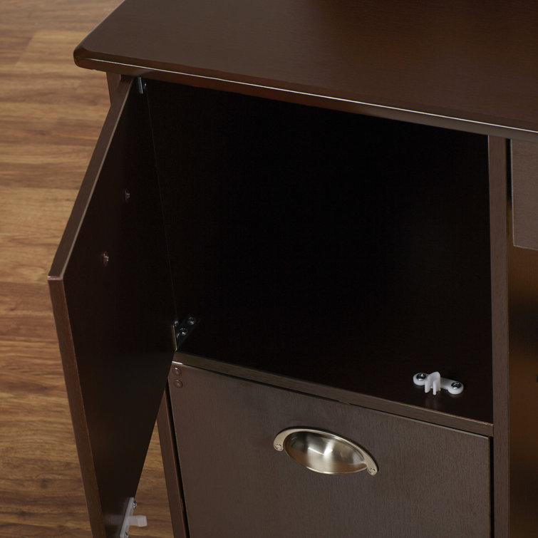 Espresso Wood Writing Desk with Hutch and Chair