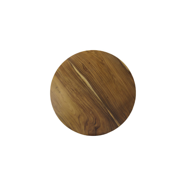 Natural Wood Round Dining Table with Stainless Steel Base, 72"