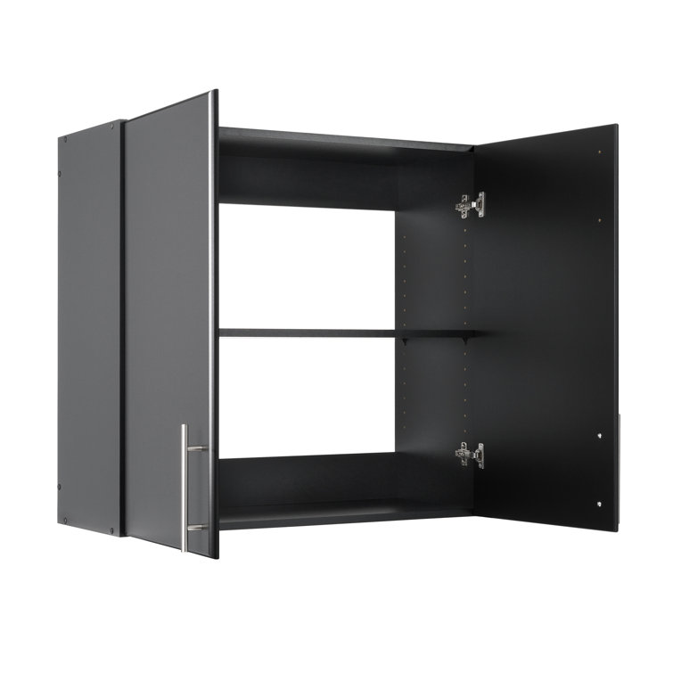 Black Adjustable Wall Mounted Storage Cabinet with Shelves