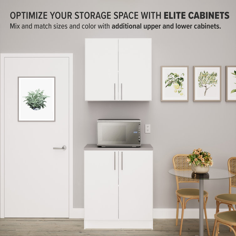 White Composite Wall Cabinet with Adjustable Shelving