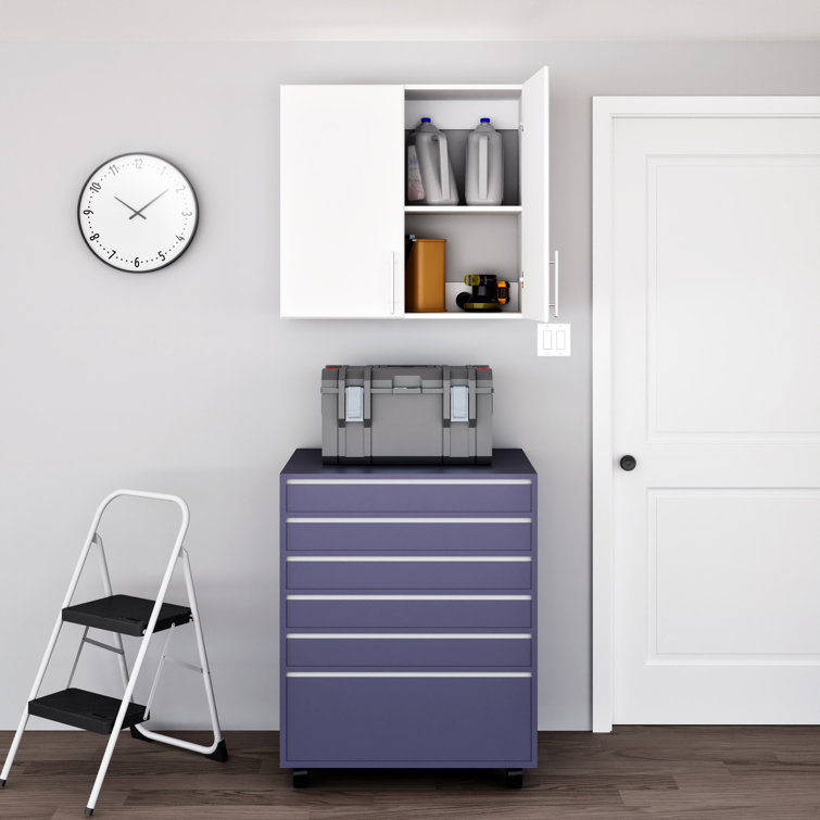 White Composite Wall Cabinet with Adjustable Shelving