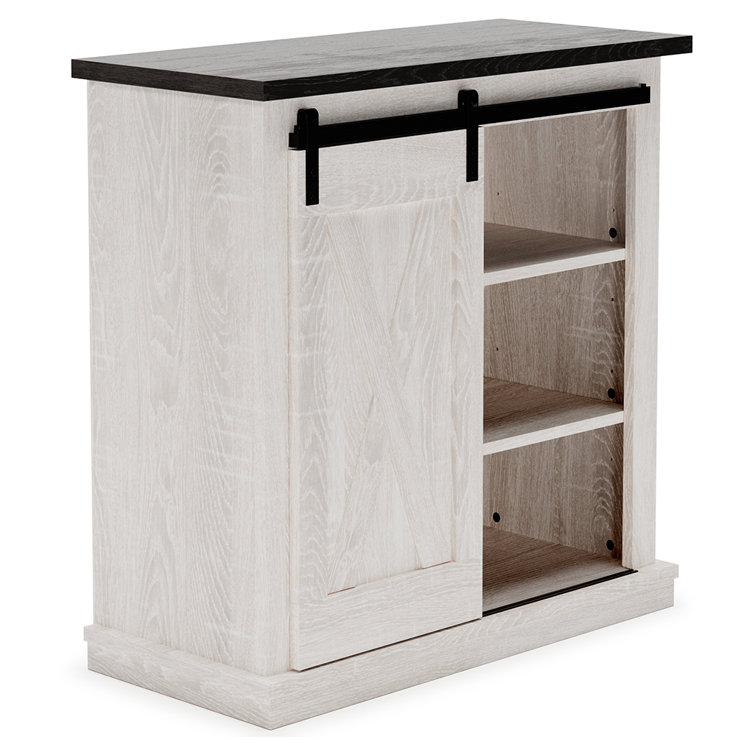 Whitewash and Dark Wood Rustic Accent Cabinet with Adjustable Shelving
