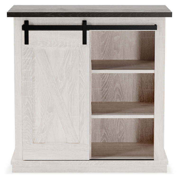 Whitewash and Dark Wood Rustic Accent Cabinet with Adjustable Shelving