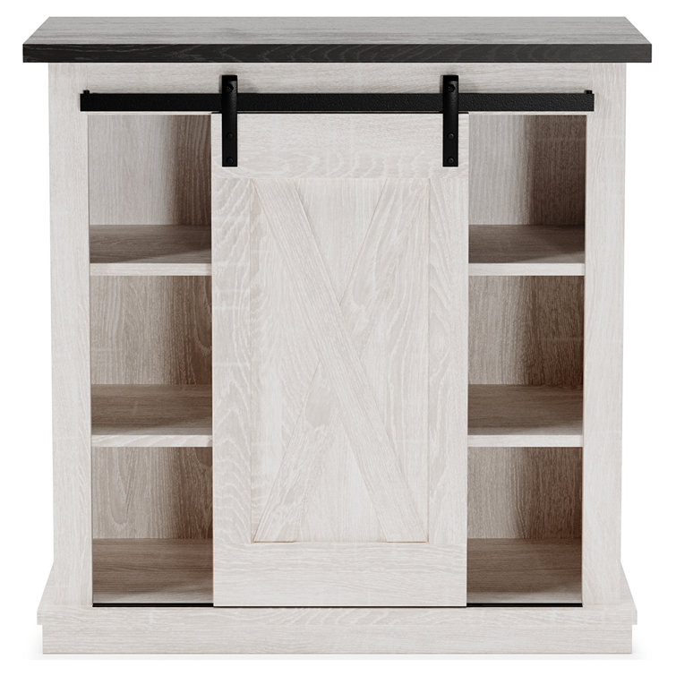 Whitewash and Dark Wood Rustic Accent Cabinet with Adjustable Shelving