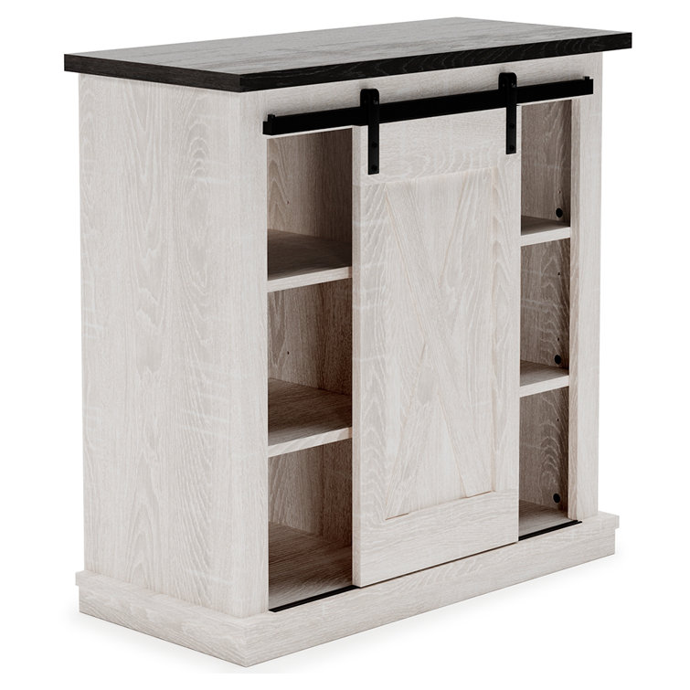 Whitewash and Dark Wood Rustic Accent Cabinet with Adjustable Shelving
