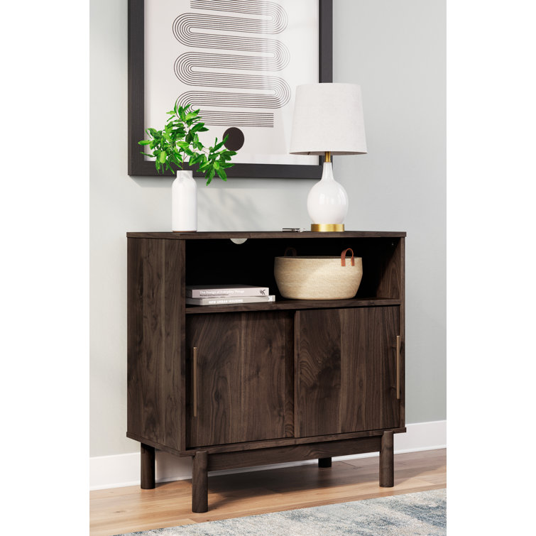 Calverson Rich Brown Accent Cabinet with Goldtone Handles