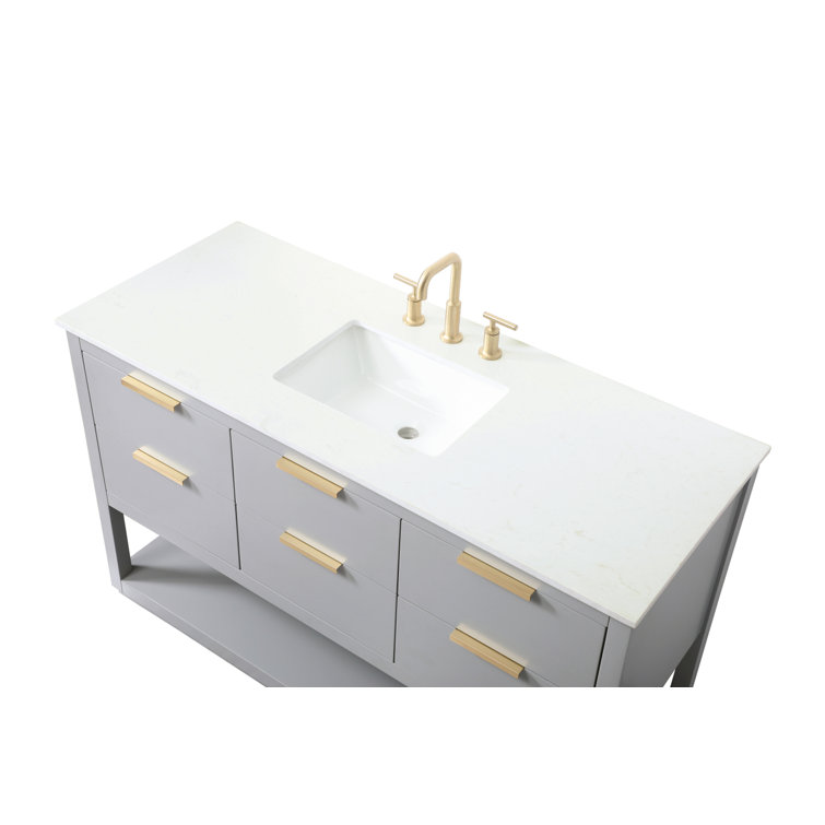 Larkin 54'' Grey Single Bathroom Vanity with Engineered Marble Top