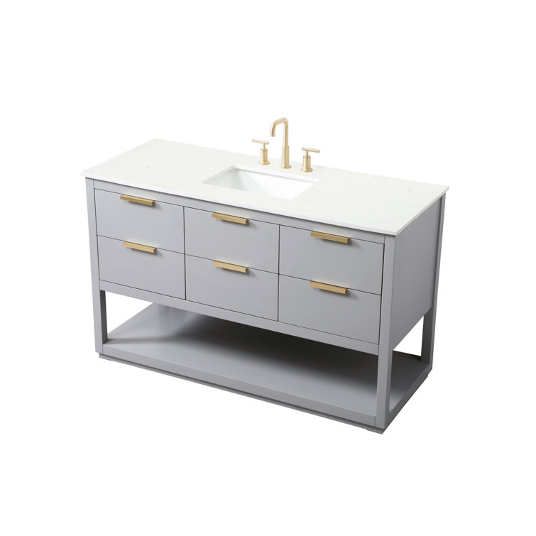 Larkin 54'' Grey Single Bathroom Vanity with Engineered Marble Top