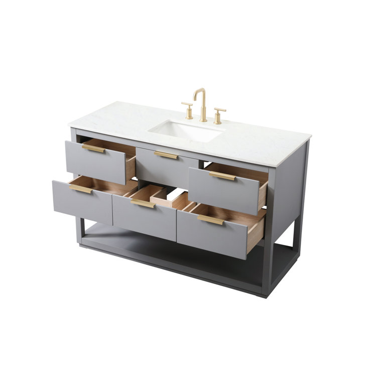 Larkin 54'' Grey Single Bathroom Vanity with Engineered Marble Top