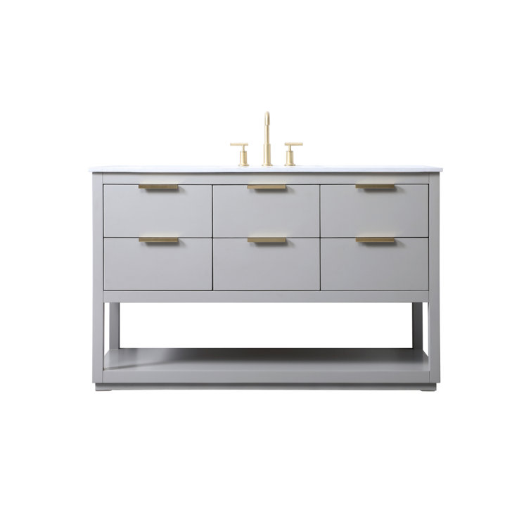 Larkin 54'' Grey Single Bathroom Vanity with Engineered Marble Top