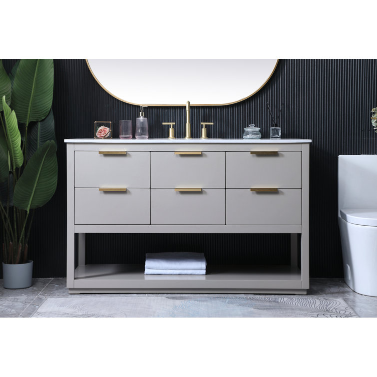 Larkin 54'' Grey Single Bathroom Vanity with Engineered Marble Top