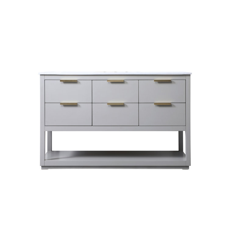 Larkin 54'' Grey Single Bathroom Vanity with Engineered Marble Top
