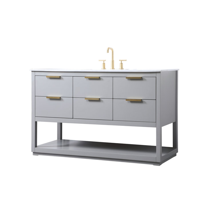 Larkin 54'' Grey Single Bathroom Vanity with Engineered Marble Top